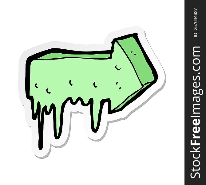 Sticker Of A Cartoon Slimy Pointing Arrow