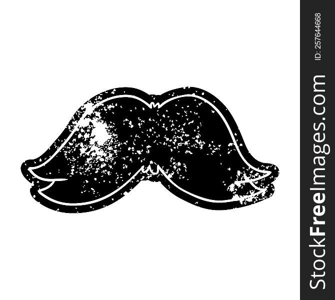 grunge distressed icon of a mans moustache. grunge distressed icon of a mans moustache