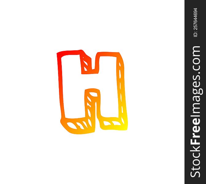 Warm Gradient Line Drawing Cartoon Letter H