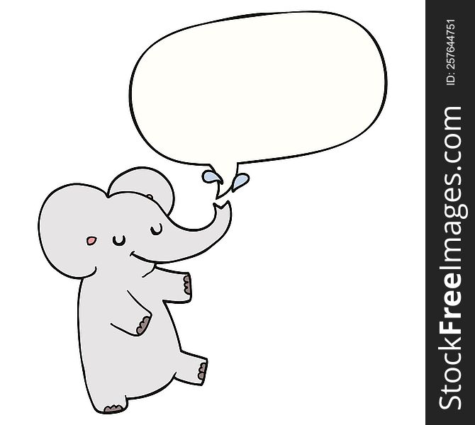 cartoon dancing elephant with speech bubble. cartoon dancing elephant with speech bubble