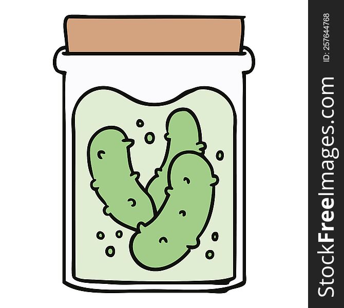 hand drawn cartoon doodle jar of pickled gherkins