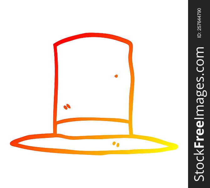 Warm Gradient Line Drawing Cartoon Top Hat