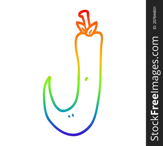 Rainbow Gradient Line Drawing Cartoon Chilli Pepper