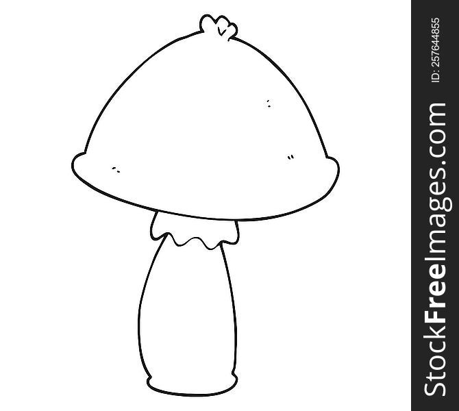 freehand drawn black and white cartoon mushroom