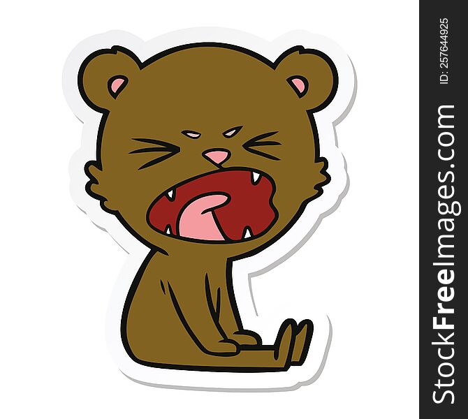 Sticker Of A Angry Cartoon Bear