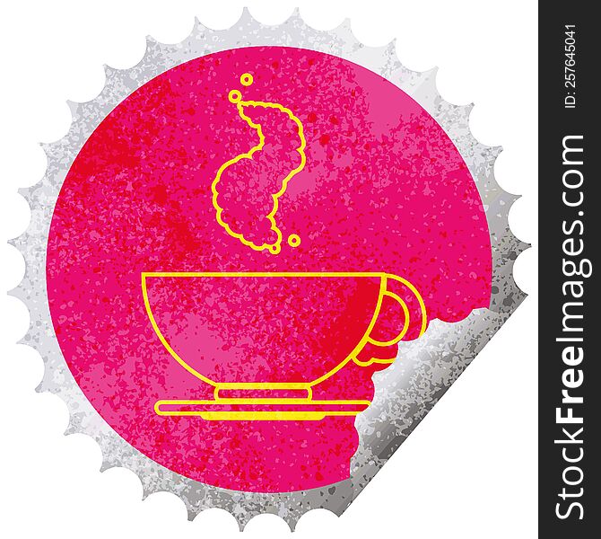 Coffee Cup Circular Peeling Sticker