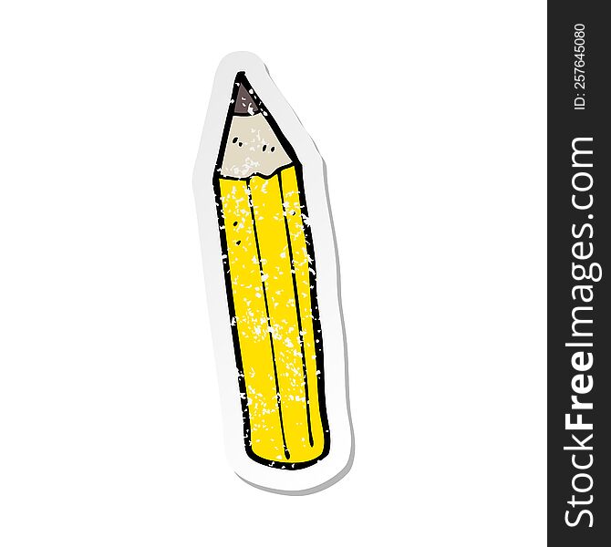Retro Distressed Sticker Of A Cartoon Pencil