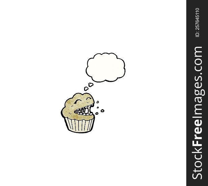 cartoon muffin with thought bubble