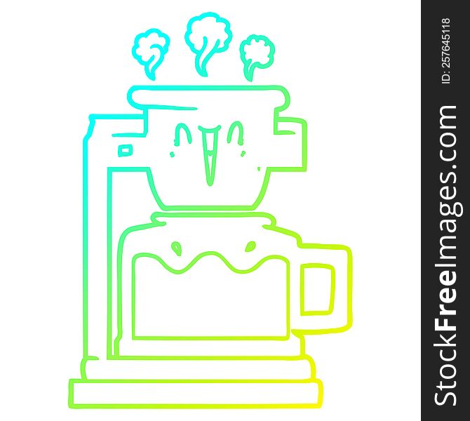 cold gradient line drawing of a steaming hot coffee pot