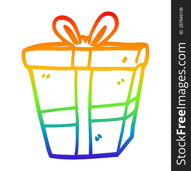 rainbow gradient line drawing cartoon wrapped present