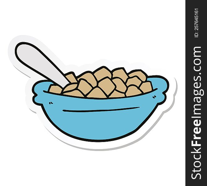 Sticker Of A Cartoon Cereal Bowl