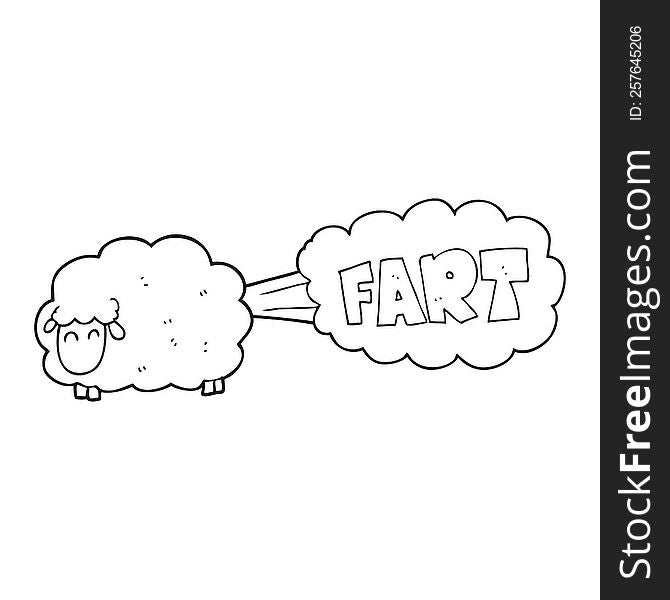 Black And White Cartoon Farting Sheep