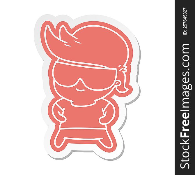 Cartoon Sticker Kawaii Kid With Shades