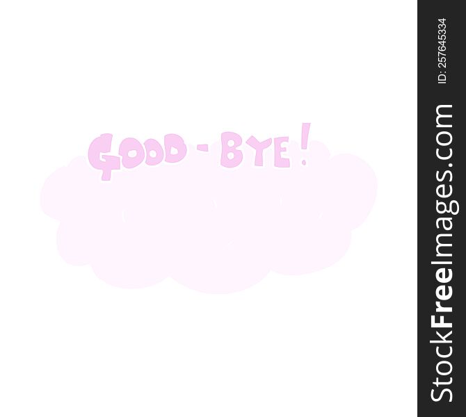 flat color illustration of a cartoon goodbye sign