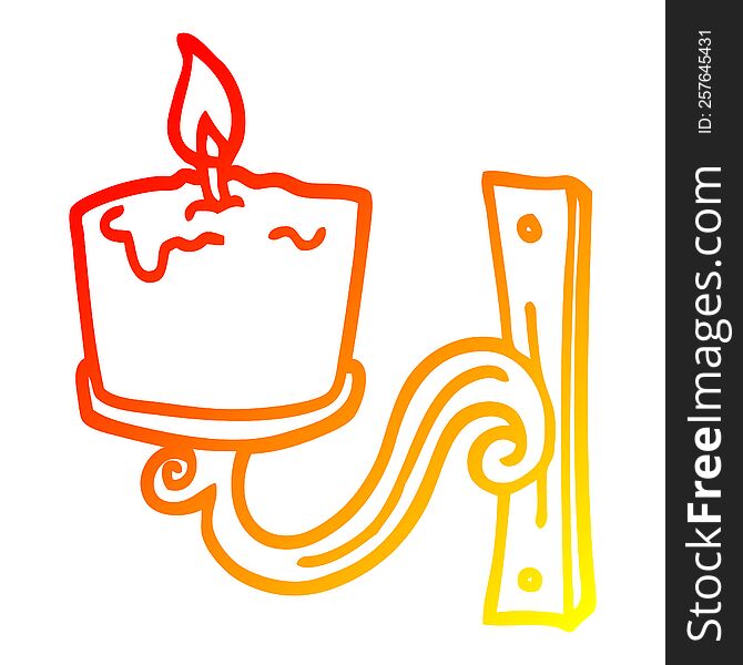 warm gradient line drawing of a cartoon old candle holder