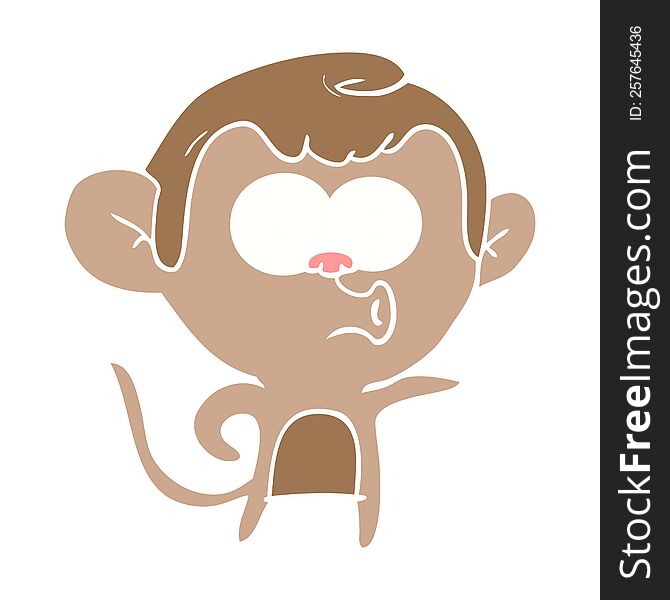 Flat Color Style Cartoon Pointing Monkey