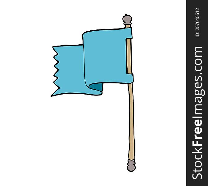 cartoon doodle of a blue flag