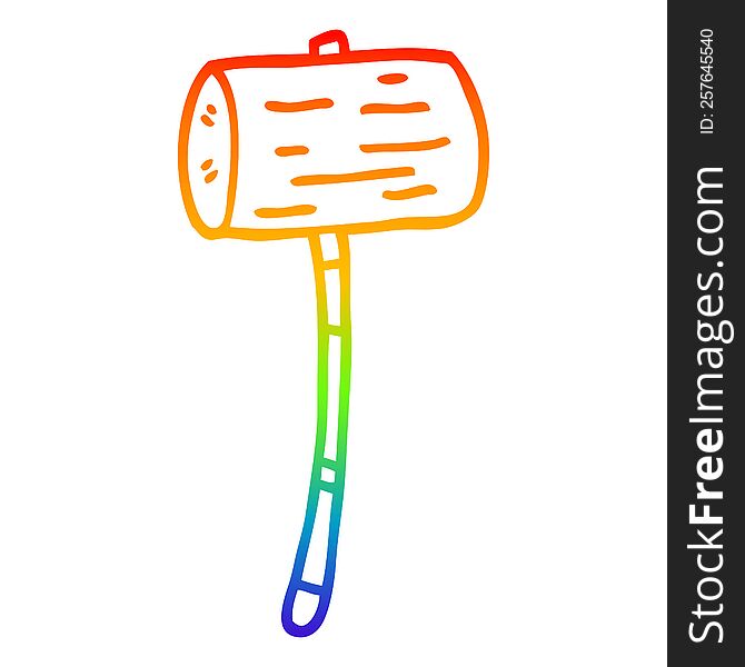Rainbow Gradient Line Drawing Cartoon Wood Mallet