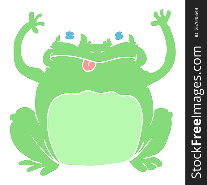 Flat Color Illustration Of A Cartoon Funny Frog