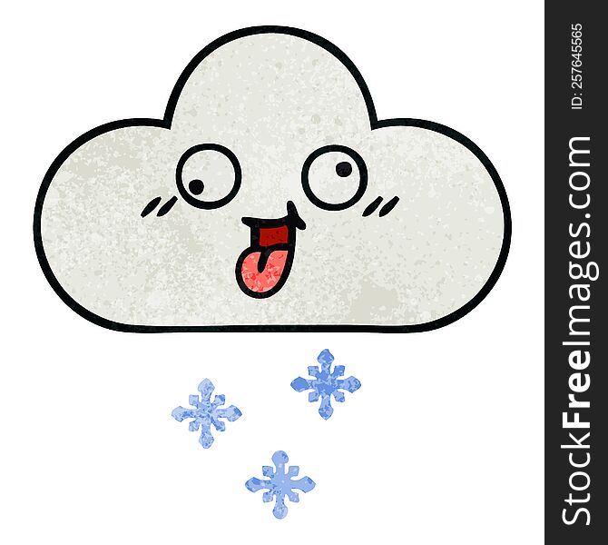 retro grunge texture cartoon of a snow cloud