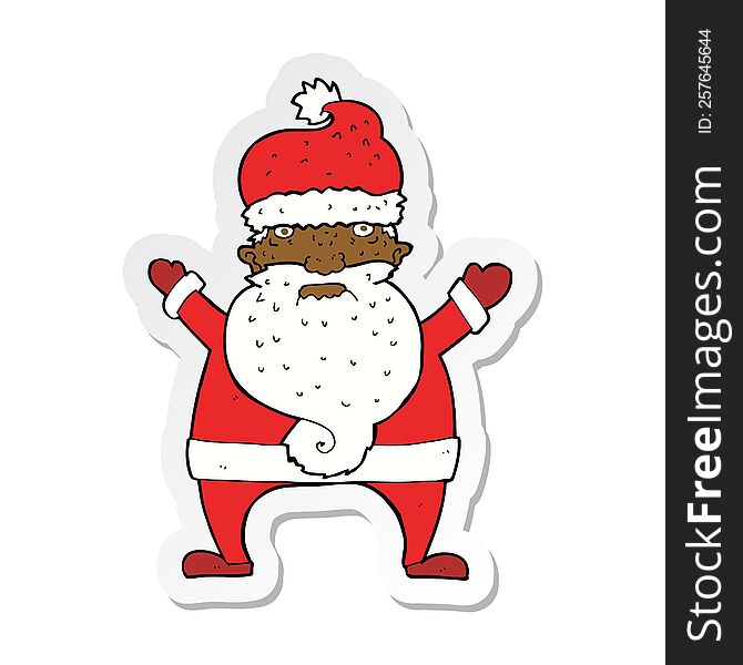 sticker of a cartoon ugly santa claus