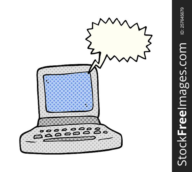 Comic Book Speech Bubble Cartoon Old Computer