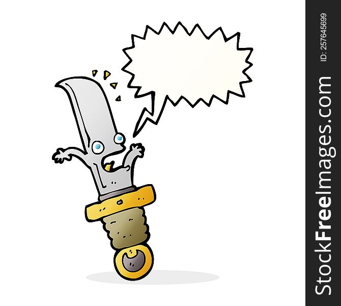 Cartoon Frightened Knife With Speech Bubble