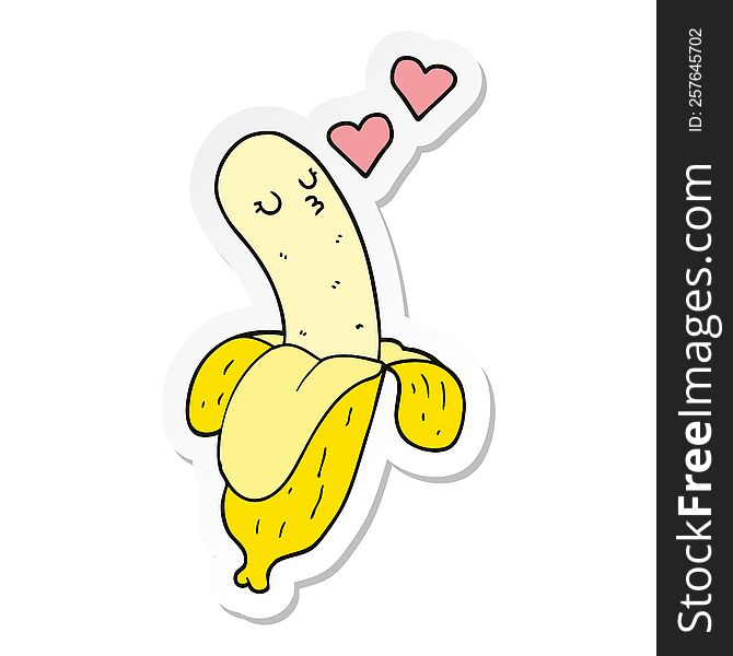 sticker of a cartoon banana in love