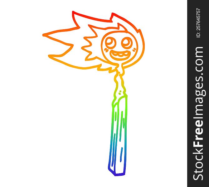 Rainbow Gradient Line Drawing Cartoon Burnt Match