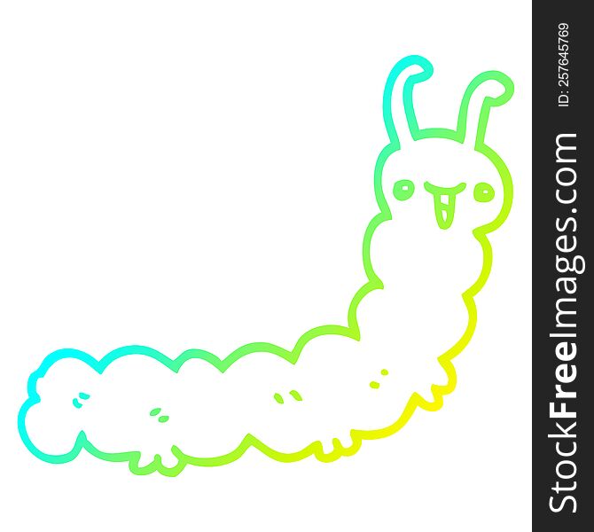 Cold Gradient Line Drawing Cartoon Caterpillar