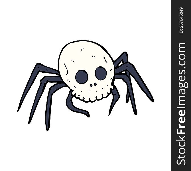 Cartoon Spooky Halloween Skull Spider