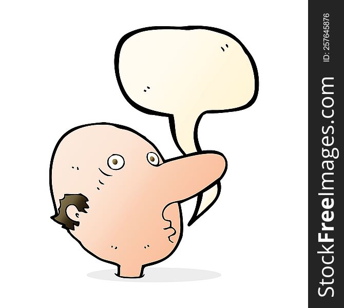 cartoon balding man with speech bubble