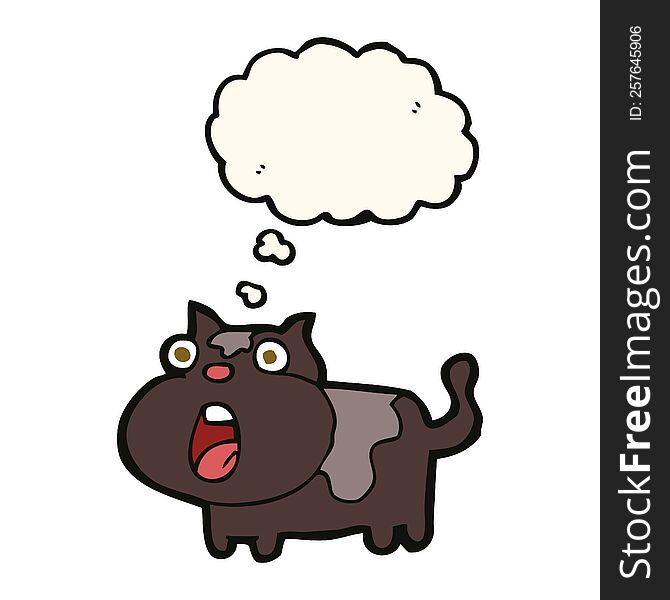 Cartoon Shocked Cat With Thought Bubble