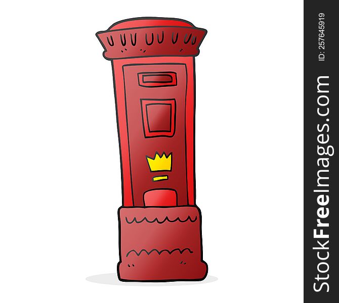 freehand drawn cartoon british post box