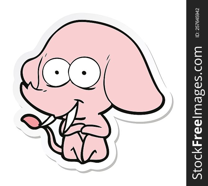 Sticker Of A Happy Cartoon Elephant