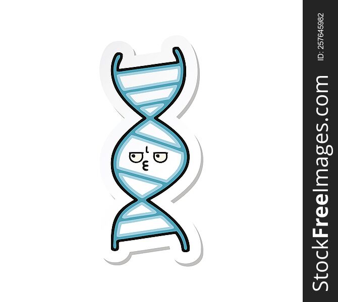 sticker of a cute cartoon DNA strand