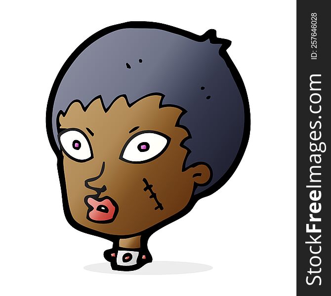 cartoon female zombie head