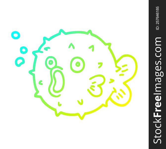 Cold Gradient Line Drawing Cartoon Blow Fish