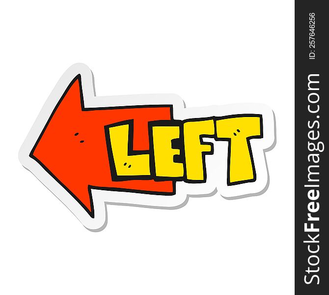 sticker of a cartoon left symbol