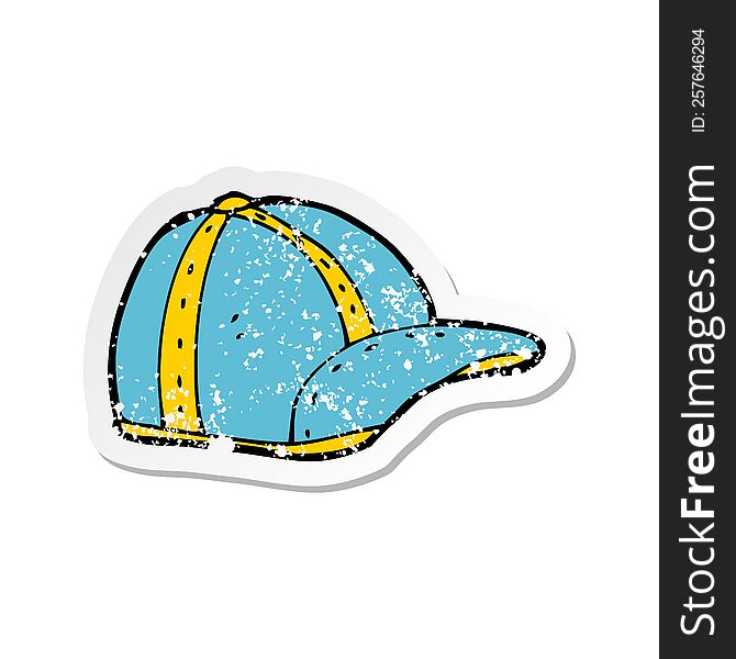 retro distressed sticker of a cartoon old school cap