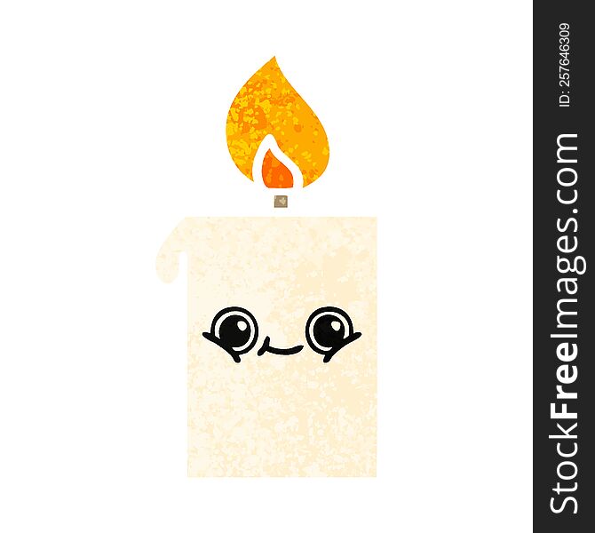 retro illustration style cartoon of a lit candle