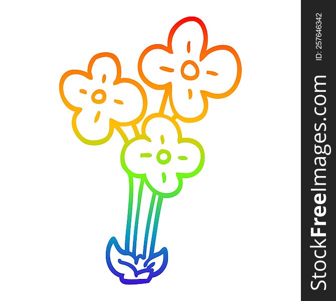 rainbow gradient line drawing cartoon bunch of flowers