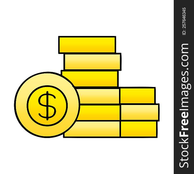 Gradient Shaded Cartoon Pile Of Money