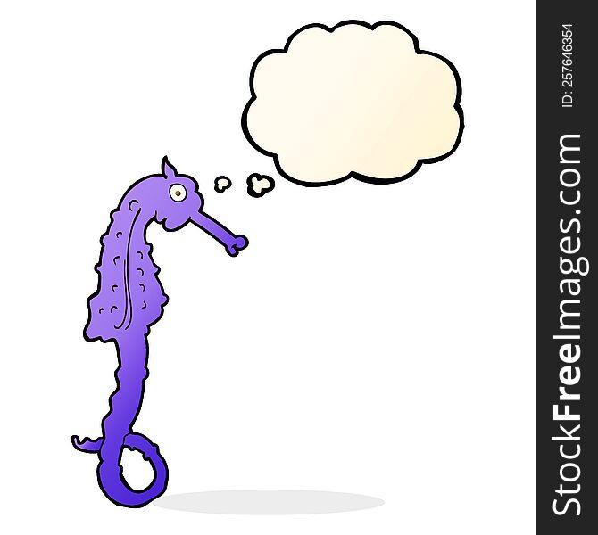 cartoon sea horse with thought bubble