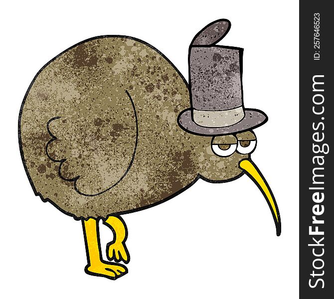 freehand textured cartoon kiwi bird