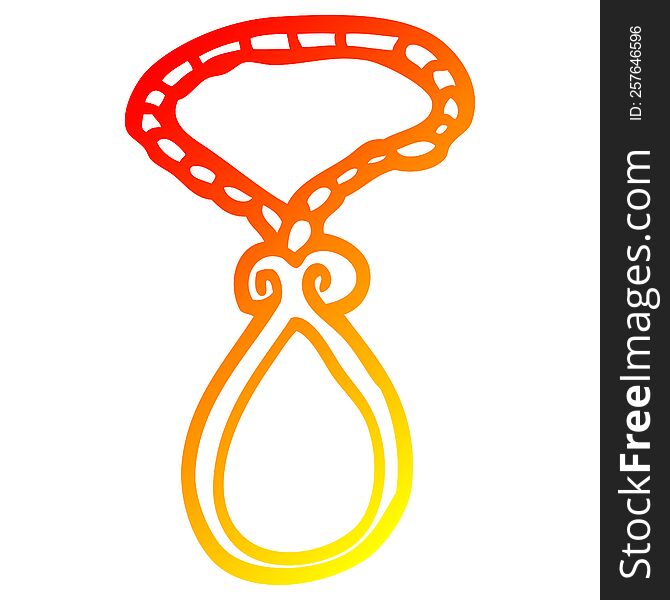 warm gradient line drawing of a cartoon red pendant