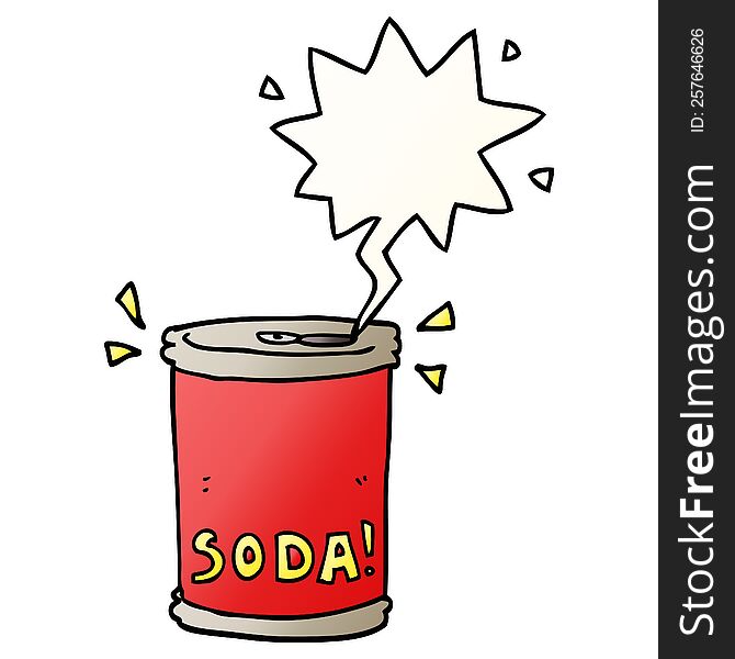 Cartoon Soda Can And Speech Bubble In Smooth Gradient Style