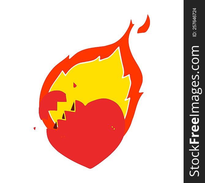 flat color style cartoon flaming heart