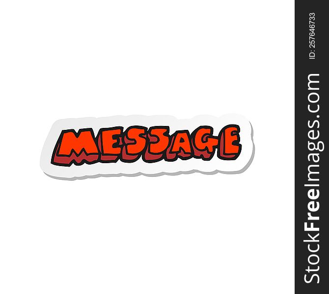sticker of a cartoon message text