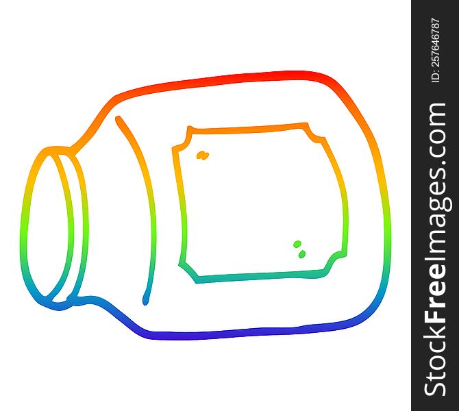 rainbow gradient line drawing of a cartoon glass jar on side